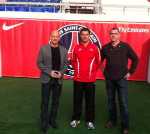 Christian au Tournoi de Foot Unifié au Parc des Princes en 2012 avec Alain Delétoille (Directeur National) et Alain Généraux (Coordinateur des Régions)