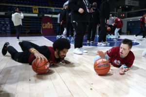 PARIS, FRANCE - JANUARY 09:  participates in the special olympics clinic as part of NBA Paris Games 2024 on January 09, 2024 at Palais des Sports Marcel-Cerdan in Paris, France. NOTE TO USER: User expressly acknowledges and agrees that, by downloading and/or using this Photograph, user is consenting to the terms and conditions of the Getty Images License Agreement. Mandatory Copyright Notice: Copyright 2024 NBAE (Photo by Catherine Steenkeste/NBAE via Getty Images)