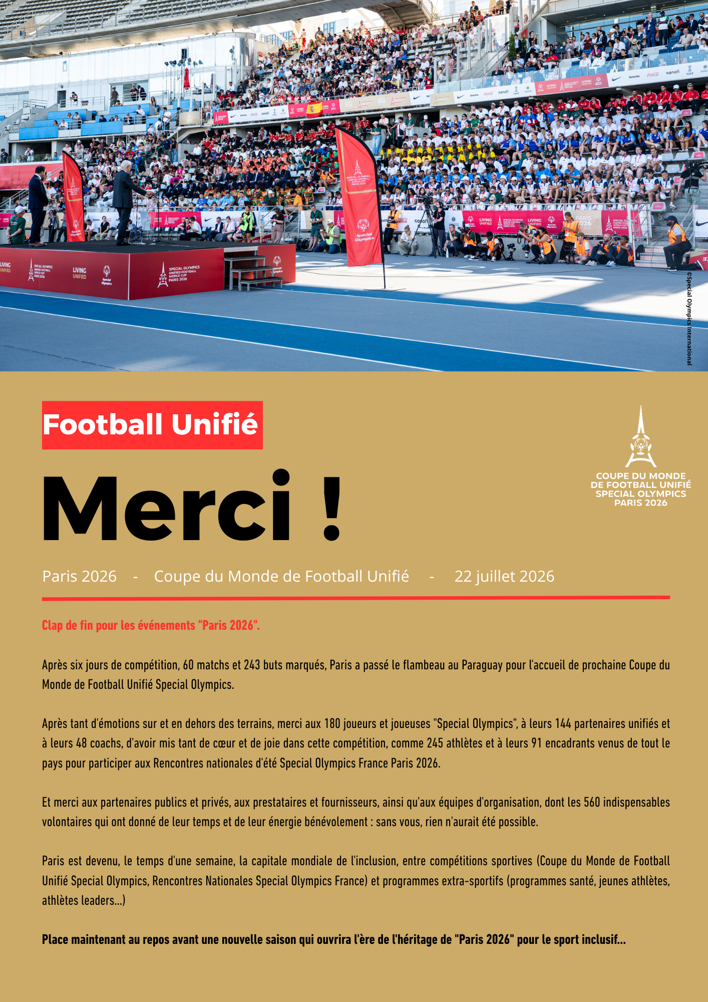 Coupe du Monde Football Unifié Paris 2026
